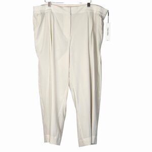 Calvin Klein Womens 1X Cream Color Elastic Waist Pants Lined MSRP $89.50 NWT